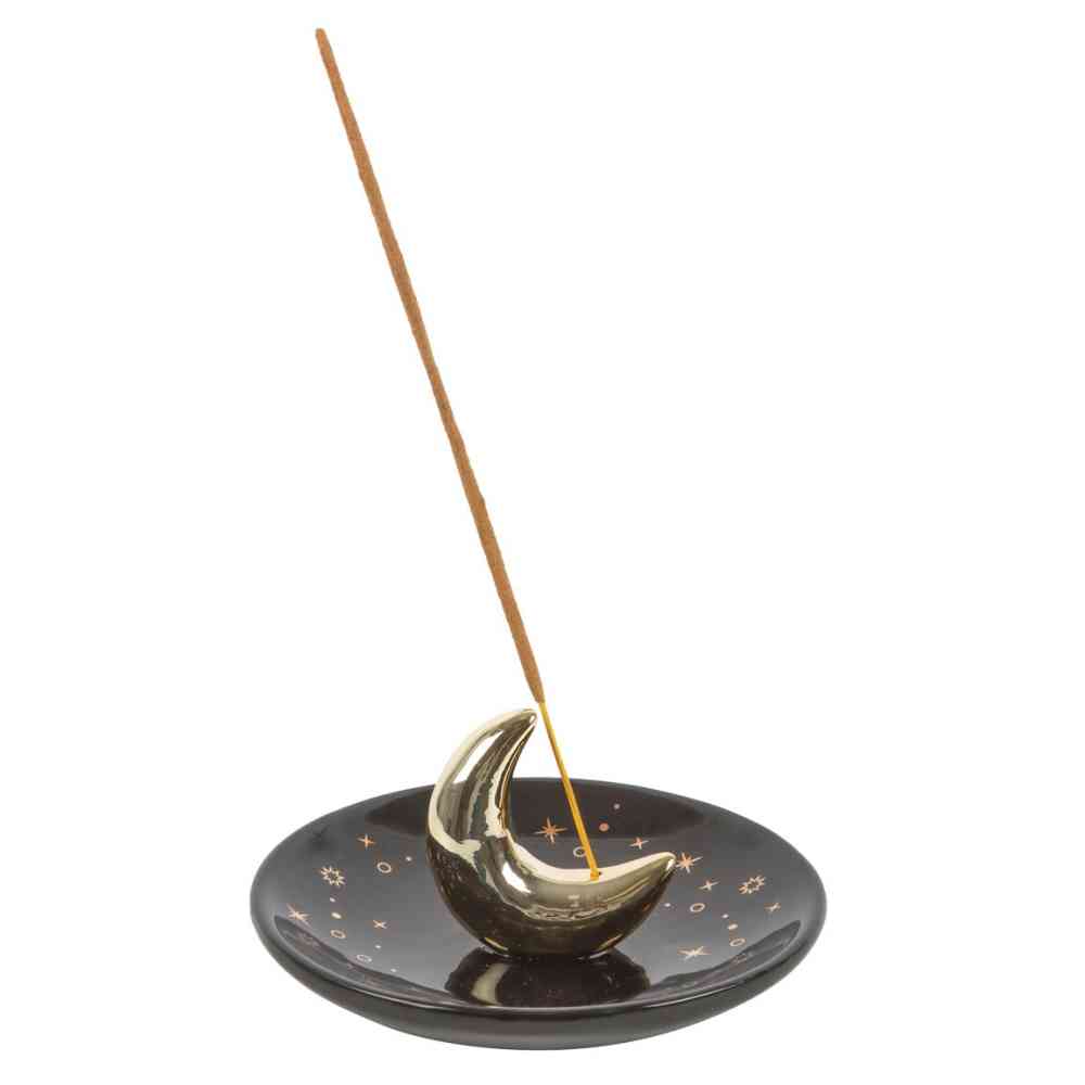 Something Different - Gold Crescent Moon Incense holder - Multicolours